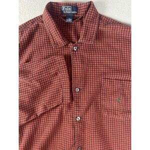 Polo Ralph Lauren Flannel Shirt Men's Large Red Black Grunge Plaid Long Sleeve